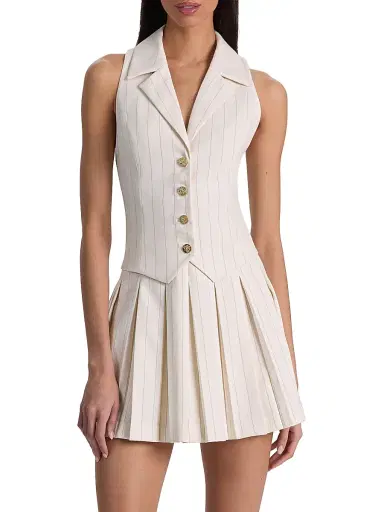 Alice + Olivia Women's Alicia Vest Pleated Minidress | Thumbnail 3 Alice + Olivia Women's Alicia Vest Pleated Minidress | Thumbnail 3