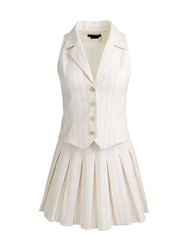 ALICE + OLIVIA Women's Alicia Vest Pleated Minidress - Off White Black