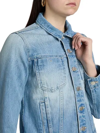 L'Agence Women's Celine Slim-Fit Denim Jacket - Bell Flower - Size XL | Thumbnail 6 L'Agence Women's Celine Slim-Fit Denim Jacket - Bell Flower - Size XL | Thumbnail 6