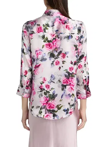 L'Agence Women's Dani Floral Three-Quarter-Length Sleeve Blouse - Pink Multi Water Rose | Thumbnail 5