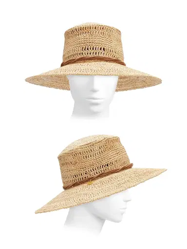 rag & bone Women's Crocheted Raffia Boater Hat - Natural - Size Medium | Thumbnail 3 rag & bone Women's Crocheted Raffia Boater Hat - Natural - Size Medium | Thumbnail 3