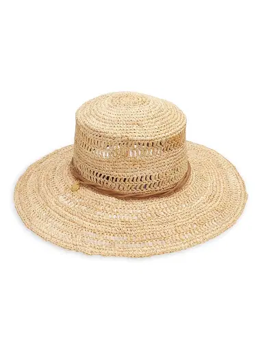 rag & bone Women's Crocheted Raffia Boater Hat - Natural - Size Medium | Thumbnail 1 rag & bone Women's Crocheted Raffia Boater Hat - Natural - Size Medium | Thumbnail 1