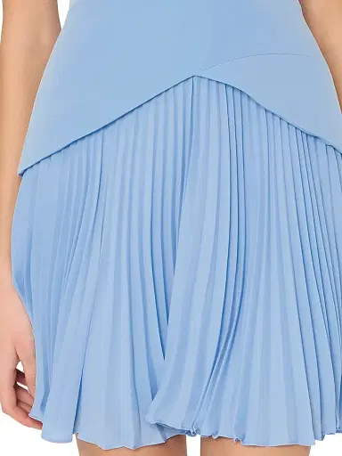 Milly Women's Haddy Pleated Minidress - Blue | Thumbnail 5 Milly Women's Haddy Pleated Minidress - Blue | Thumbnail 5