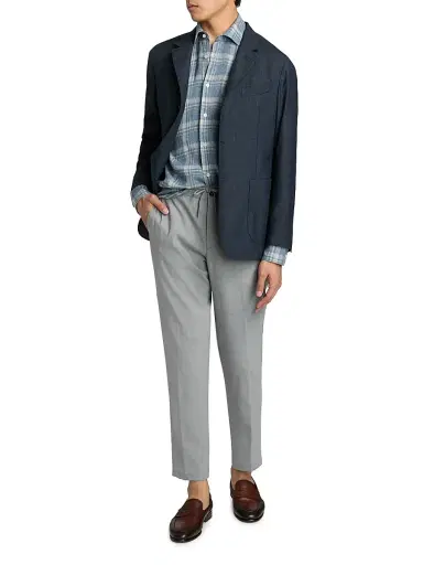 Saks Fifth Avenue Men's Lanatel Wool-Blend Drawstring Pants - Light Grey - Size 38 | Thumbnail 2 Saks Fifth Avenue Men's Lanatel Wool-Blend Drawstring Pants - Light Grey - Size 38 | Thumbnail 2