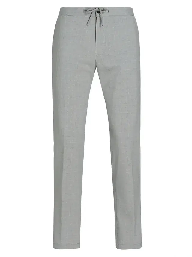 Men's Lanatel Wool-Blend Drawstring Pants - Light Grey