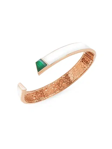 Chiarelli Milano Women's Volumi 18K Rose Gold, Enamel & Malachite Cuff - Rose Gold | Thumbnail 1 Chiarelli Milano Women's Volumi 18K Rose Gold, Enamel & Malachite Cuff - Rose Gold | Thumbnail 1