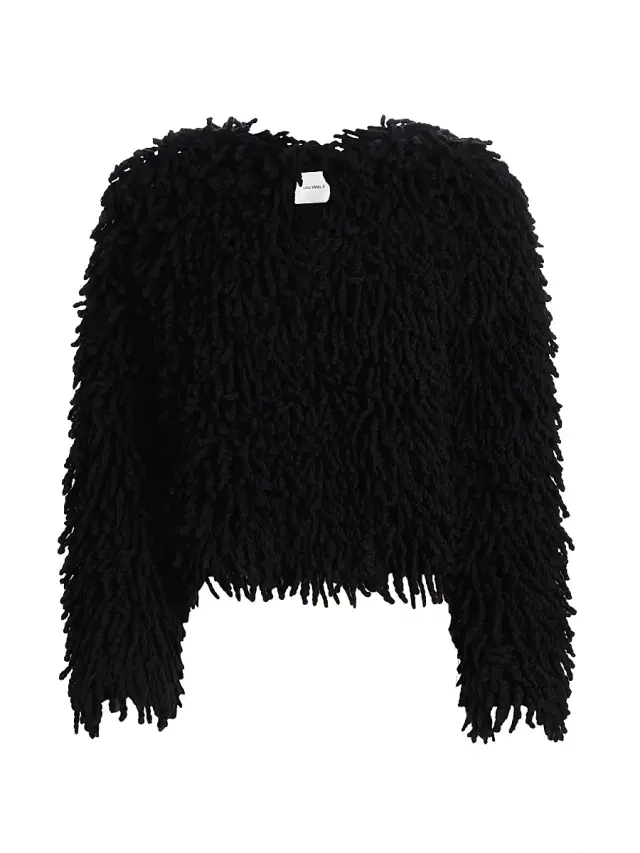Women's Bon Cashmere Fringe Cardigan - Black