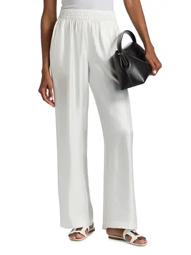 Lisa Yang Women's Silk Wide-Leg Trousers - Meringue - Size Medium | Thumbnail 3