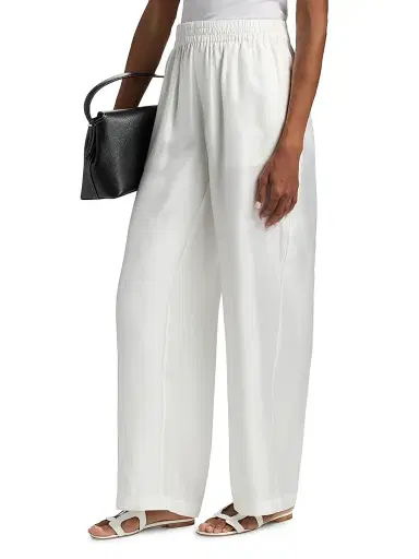Lisa Yang Women's Silk Wide-Leg Trousers - Meringue - Size Medium | Thumbnail 4
