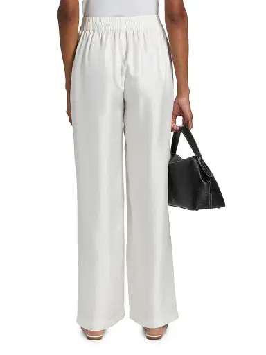 Lisa Yang Women's Silk Wide-Leg Trousers - Meringue - Size Medium | Thumbnail 5