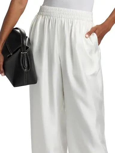 Lisa Yang Women's Silk Wide-Leg Trousers - Meringue - Size Medium | Thumbnail 6