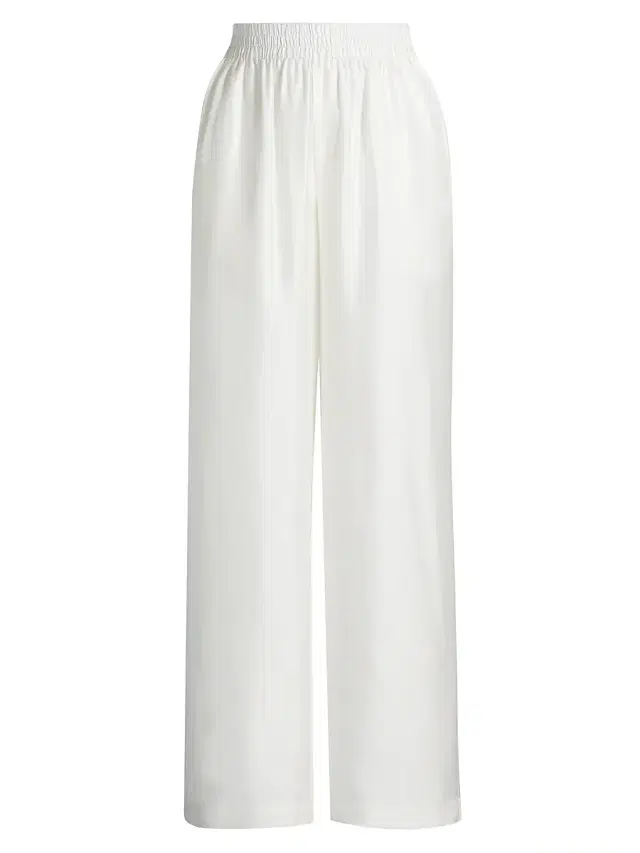 Women's Silk Wide-Leg Trousers - Meringue