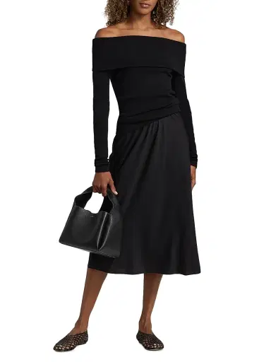 Lisa Yang Women's Flared Silk Midi-Skirt - Midnight - Size Medium | Thumbnail 2