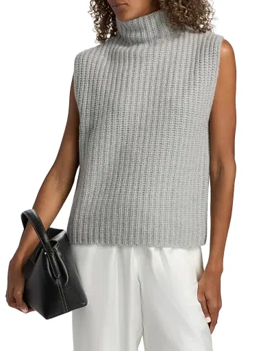 Lisa Yang Women's Jocelyne Cashmere Vest - Dove Grey | Thumbnail 3