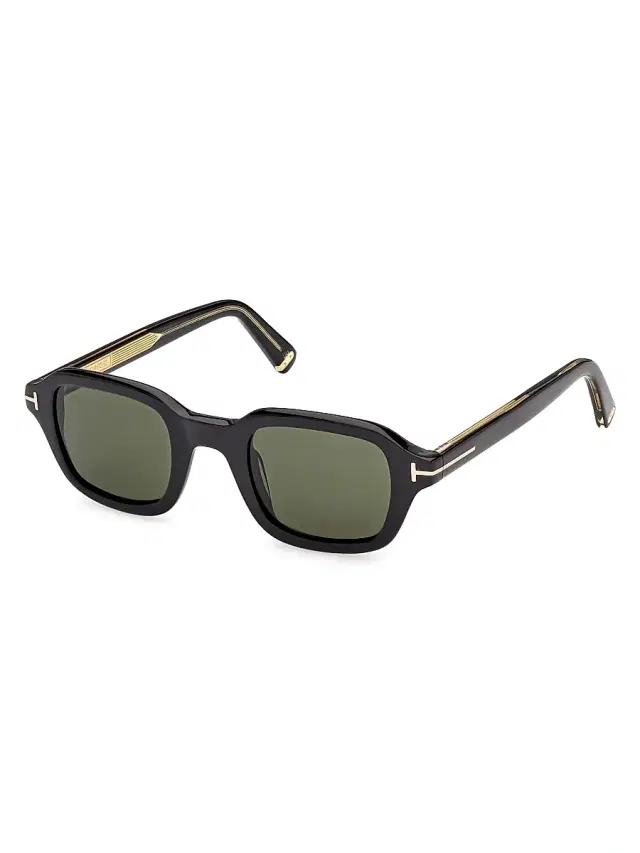 TOM FORD Men's  Icon 46MM Square Sunglasses - Black Green