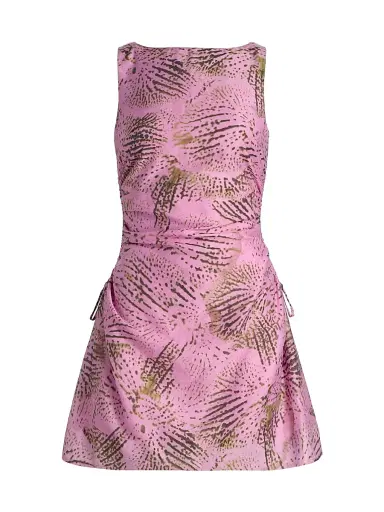 Amur Women's Waverlyn Ruched Minidress - Cellular Bloom - Size 8 | Thumbnail 1 Amur Women's Waverlyn Ruched Minidress - Cellular Bloom - Size 8 | Thumbnail 1