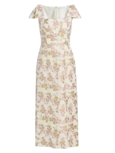 Kay Unger Women's Arianna Floral Jacquard Tea-Length Cocktail Dress - Delicate Pink - Size 14 | Thumbnail 1 Kay Unger Women's Arianna Floral Jacquard Tea-Length Cocktail Dress - Delicate Pink - Size 14 | Thumbnail 1