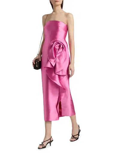 THEIA Women's Marla Strapless Sculptural Drape Cocktail Dress - Sunlit Pink - Size 16 | Thumbnail 2