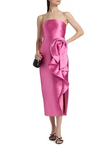 THEIA Women's Marla Strapless Sculptural Drape Cocktail Dress - Sunlit Pink - Size 16 | Thumbnail 3