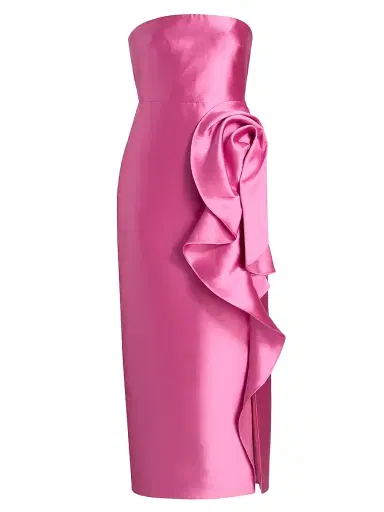 THEIA Women's Marla Strapless Sculptural Drape Cocktail Dress - Sunlit Pink - Size 16 | Thumbnail 1