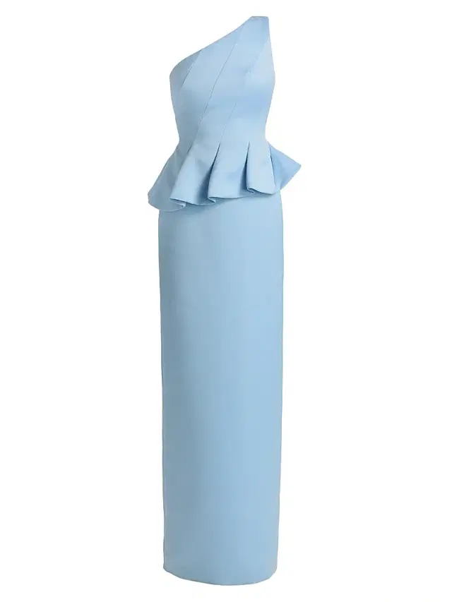 Theia Women's Zenobia Strapless Peplum Duchess Satin Gown - Serenity Blue