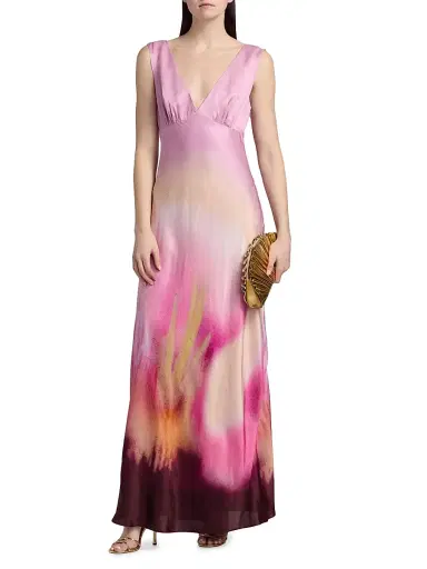 Amur Women's Zarita Ombré V-Neck Gown - Flora In Focus - Size 12 | Thumbnail 3 Amur Women's Zarita Ombré V-Neck Gown - Flora In Focus - Size 12 | Thumbnail 3