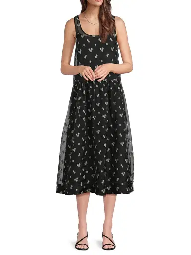Ciao Lucia Women's Mariella Floral-Embroidered Silk Organza Midi-Dress - Black - Size XXL | Thumbnail 2