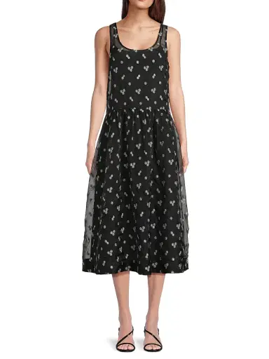 Ciao Lucia Women's Mariella Floral-Embroidered Silk Organza Midi-Dress - Black - Size XXL | Thumbnail 3