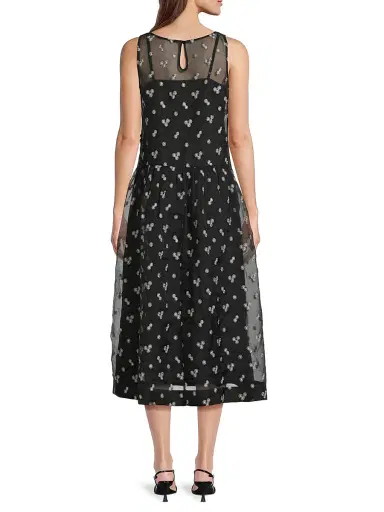 Ciao Lucia Women's Mariella Floral-Embroidered Silk Organza Midi-Dress - Black - Size XXL | Thumbnail 5