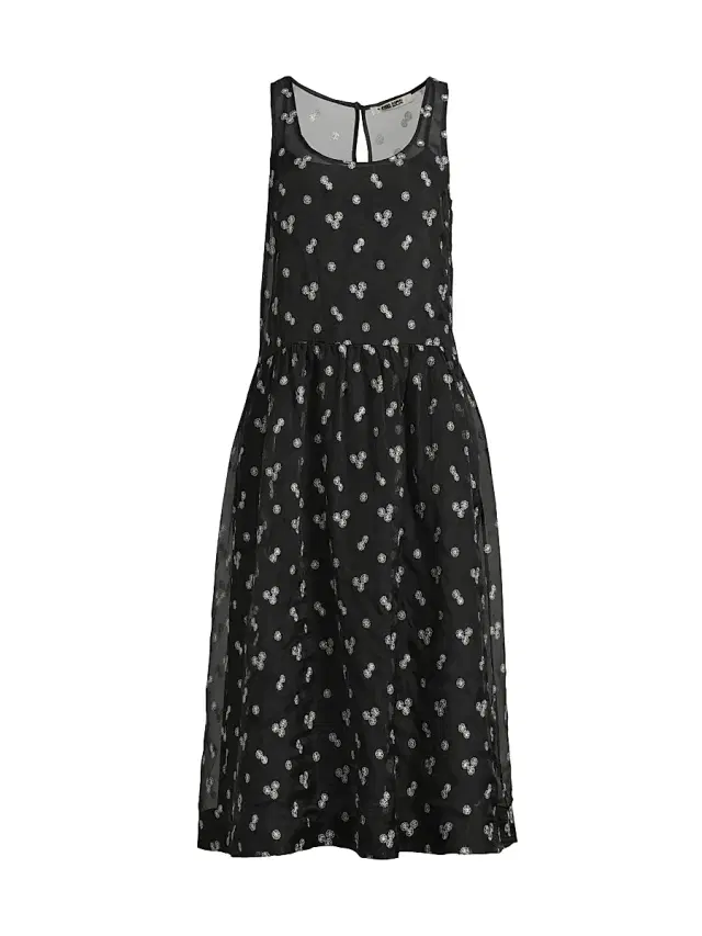 Women's Mariella Floral-Embroidered Silk Organza Midi-Dress - Black Women's Mariella Floral-Embroidered Silk Organza Midi-Dress - Black
