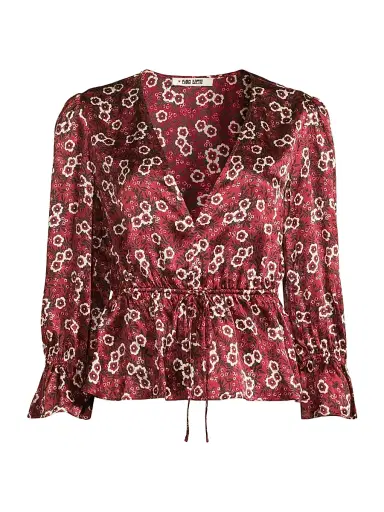 Ciao Lucia Women's Renata Floral Silk Charmeuse Top - Ruby - Size XS | Thumbnail 1