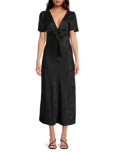 Ciao Lucia Women's Brunello Silk Jacquard Midi-Dress - Black | Thumbnail 3