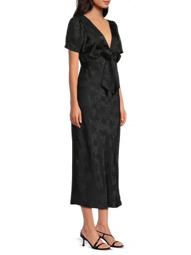 Ciao Lucia Women's Brunello Silk Jacquard Midi-Dress - Black | Thumbnail 4