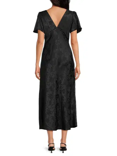 Ciao Lucia Women's Brunello Silk Jacquard Midi-Dress - Black | Thumbnail 5