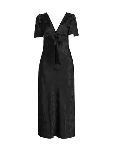 Ciao Lucia Women's Brunello Silk Jacquard Midi-Dress - Black | Thumbnail 1