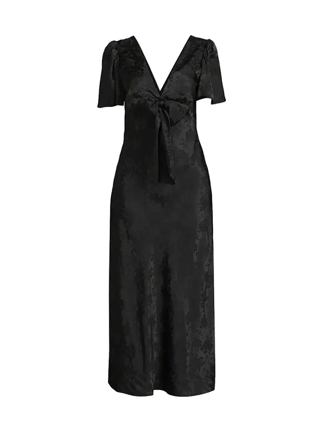 Women's Brunello Silk Jacquard Midi-Dress - Black