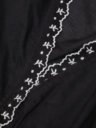 Ciao Lucia Women's Renata Embroidered Cotton Voile Top - Black - Size XL | Thumbnail 6