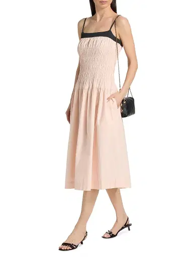 Ciao Lucia Women's Rossella Smocked Cotton Midi-Dress - Powder - Size XS | Thumbnail 2