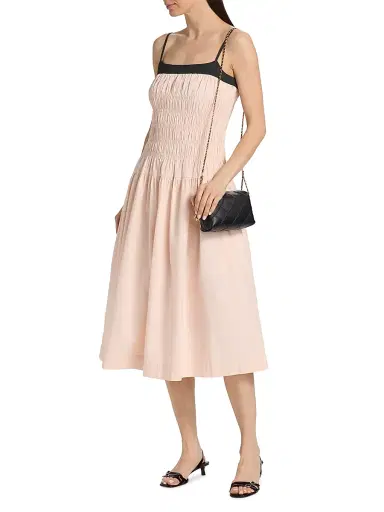 Ciao Lucia Women's Rossella Smocked Cotton Midi-Dress - Powder - Size XS | Thumbnail 3