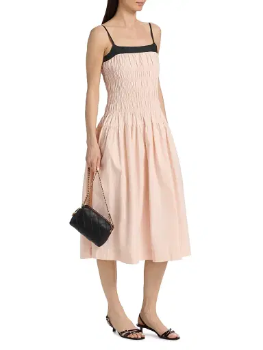 Ciao Lucia Women's Rossella Smocked Cotton Midi-Dress - Powder - Size XS | Thumbnail 4