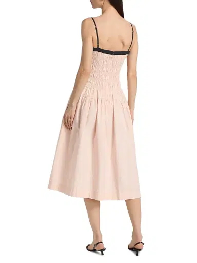 Ciao Lucia Women's Rossella Smocked Cotton Midi-Dress - Powder - Size XS | Thumbnail 5