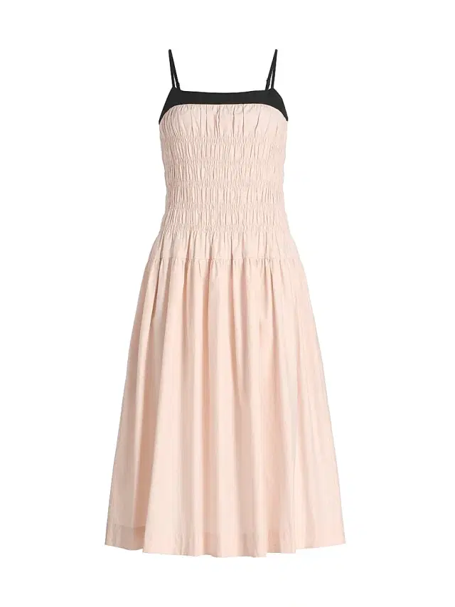 Women's Rossella Smocked Cotton Midi-Dress - Powder