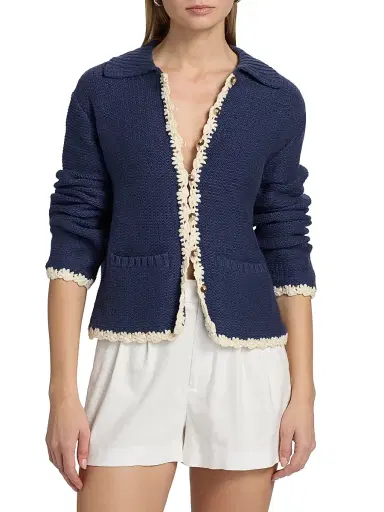 Ciao Lucia Women's Reyla Crochet-Trimmed Cardigan - Midnight - Size XL | Thumbnail 3 Ciao Lucia Women's Reyla Crochet-Trimmed Cardigan - Midnight - Size XL | Thumbnail 3