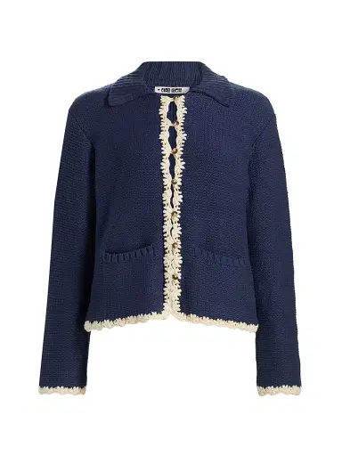 Ciao Lucia Women's Reyla Crochet-Trimmed Cardigan - Midnight - Size XL | Thumbnail 1 Ciao Lucia Women's Reyla Crochet-Trimmed Cardigan - Midnight - Size XL | Thumbnail 1