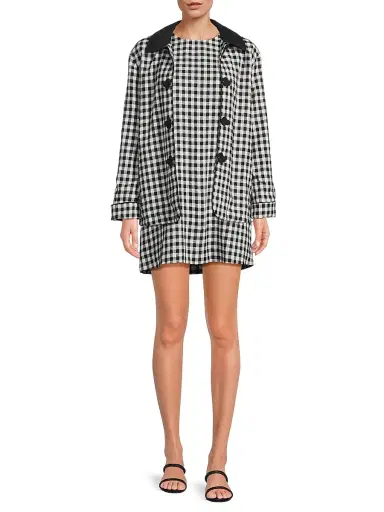 Ciao Lucia Women's Anja Gingham Jacket - Black White Gingham - Size Large | Thumbnail 2