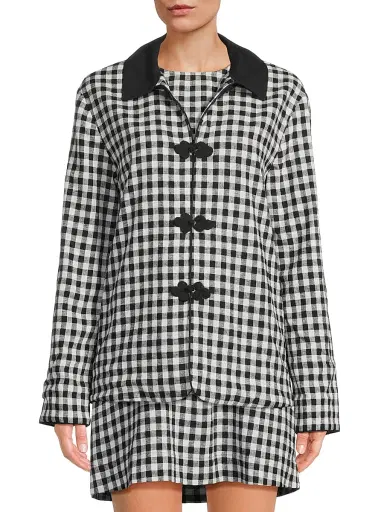 Ciao Lucia Women's Anja Gingham Jacket - Black White Gingham - Size Large | Thumbnail 3