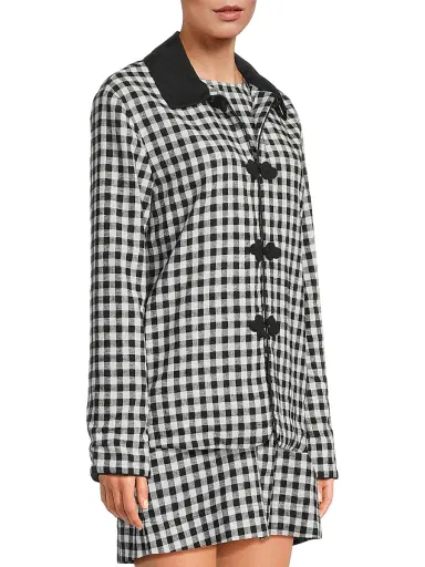 Ciao Lucia Women's Anja Gingham Jacket - Black White Gingham - Size Large | Thumbnail 4