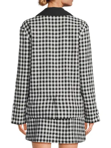 Ciao Lucia Women's Anja Gingham Jacket - Black White Gingham - Size Large | Thumbnail 5