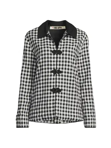 Ciao Lucia Women's Anja Gingham Jacket - Black White Gingham - Size Large | Thumbnail 1