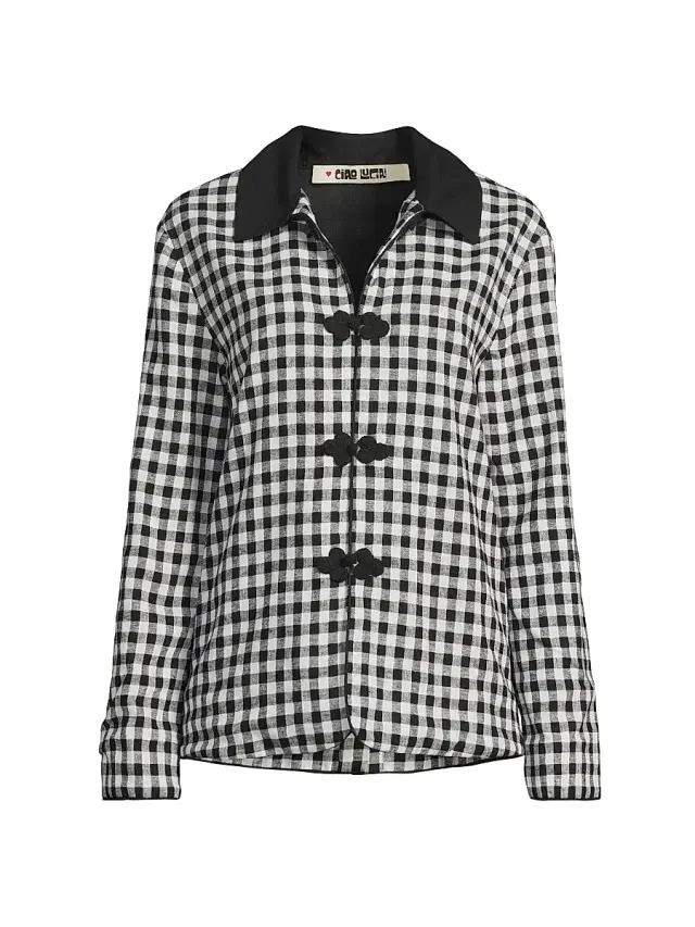 Women's Anja Gingham Jacket - Black White Gingham